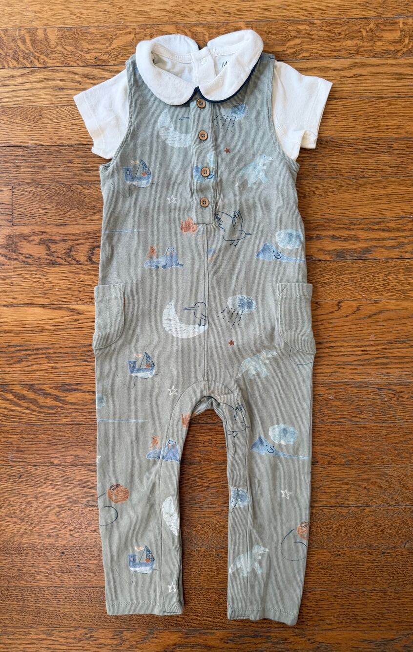 M&S Boys' Arctic Animal Dungaree Set Size 18-24 Months